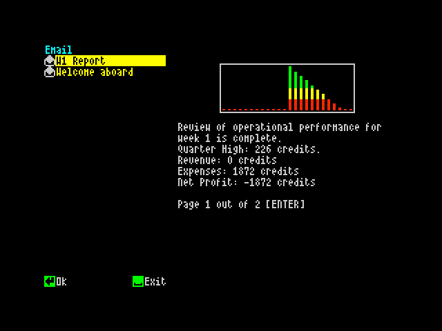 Unbound contracts and profits screen